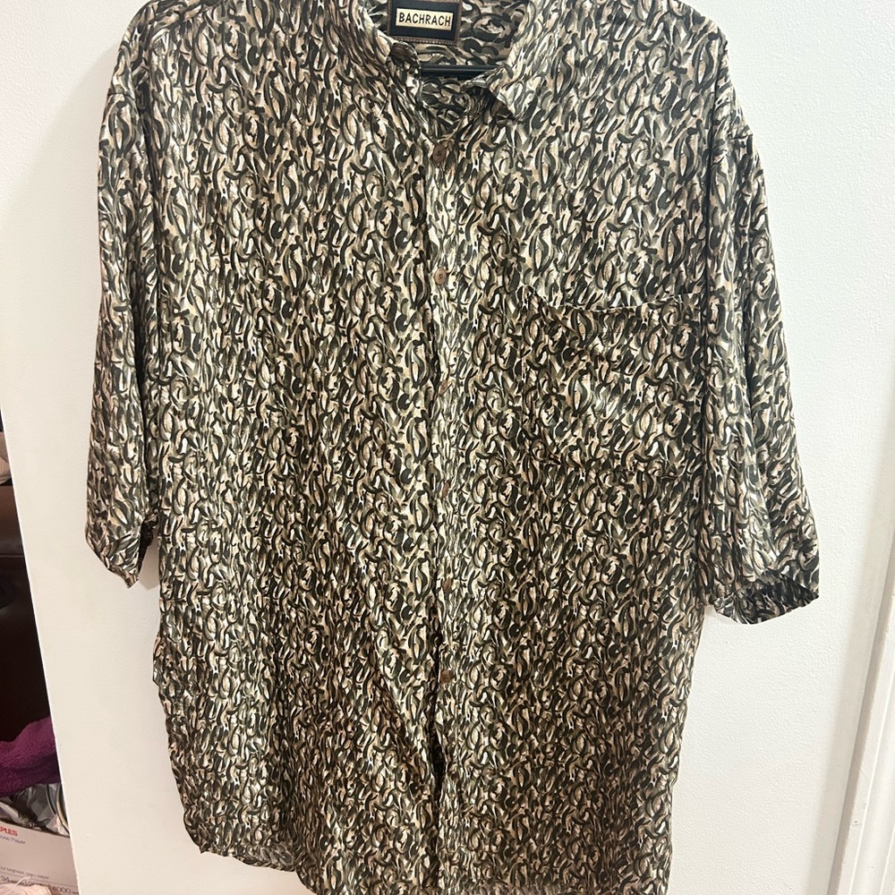 Bachrach Brown Large Casual Button Down Shirt